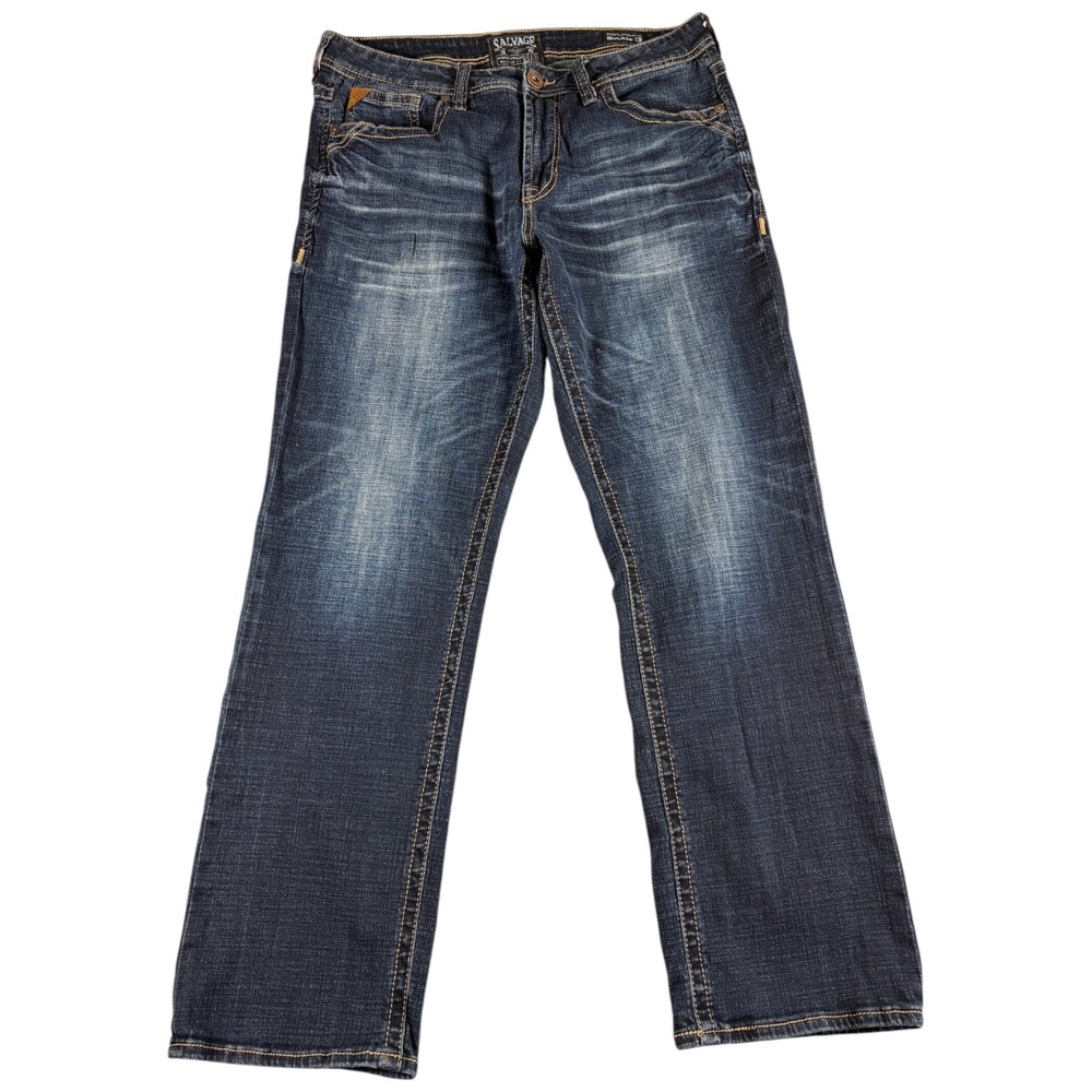 BKE Salvage Anarchy Straight Jeans Mens 34 Dark Washed Straight Fit Grunge Y2K